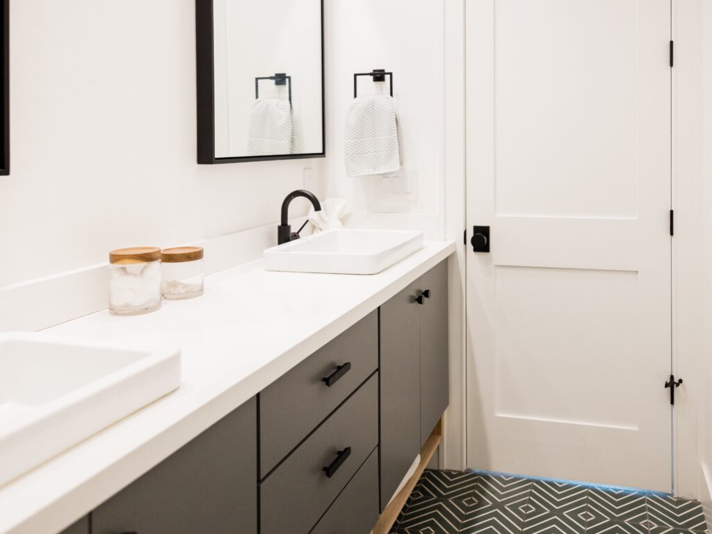 Professional tile work in shower surround