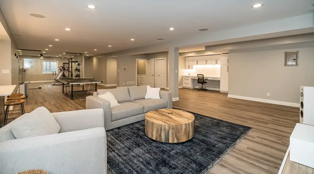 Finished basement ADU conversion with modern living space